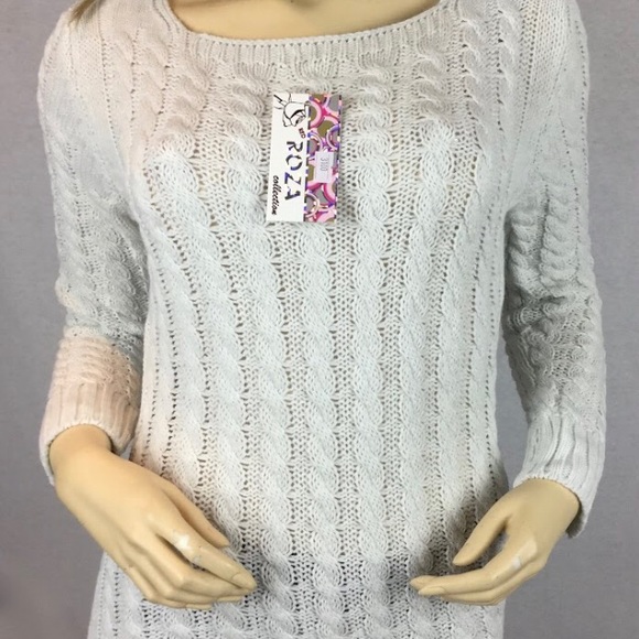 Stylish Off white long sleeved round neck Red Roza Brand Turkish womens sweater - Picture 1 of 9